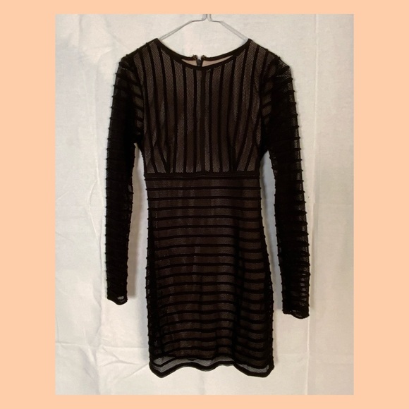 BEBE long sleeve mesh body con dress - Picture 2 of 3